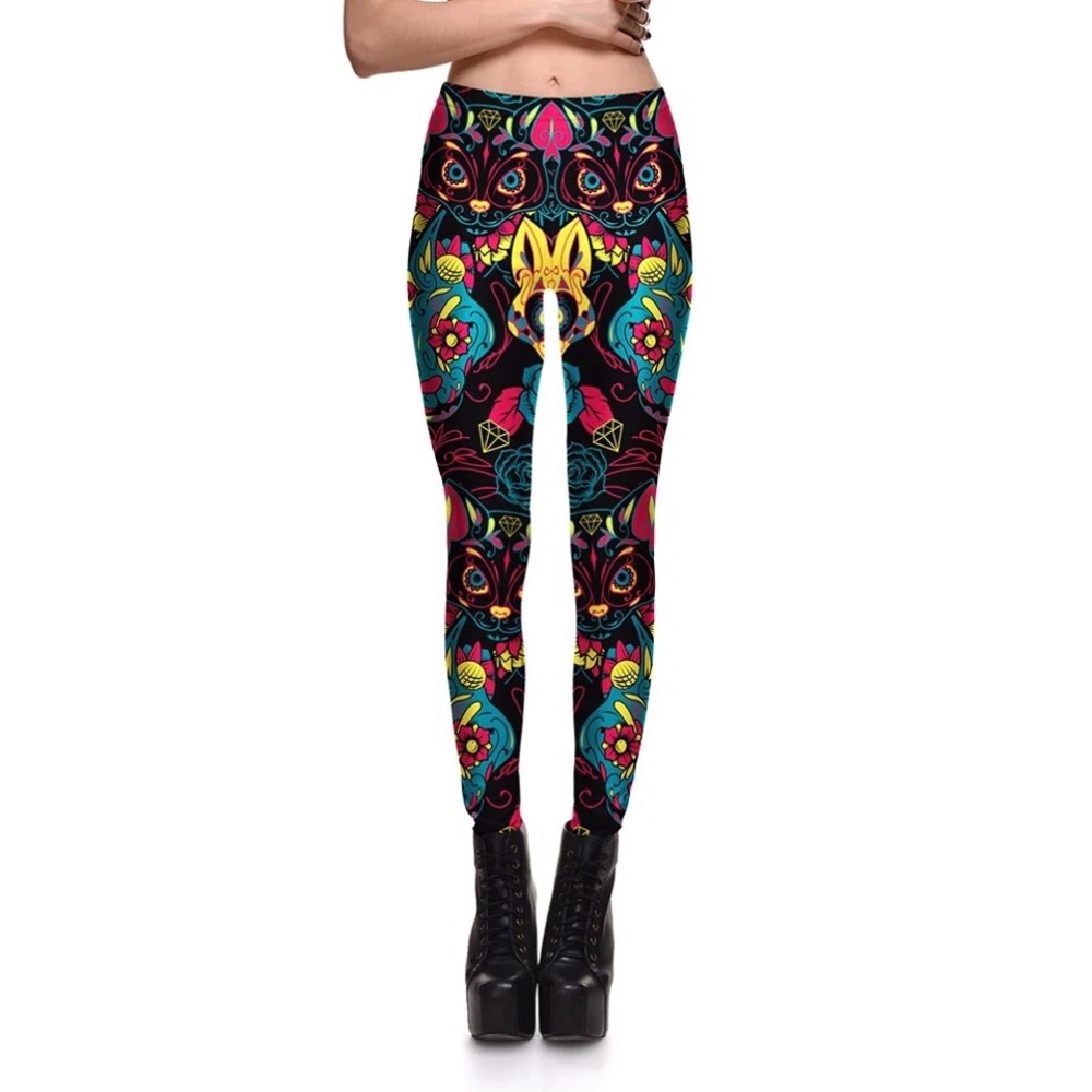 NWT Skull Diamond 💎😻💀Cat Soft Leggings 鹿 - Picture 4 of 7